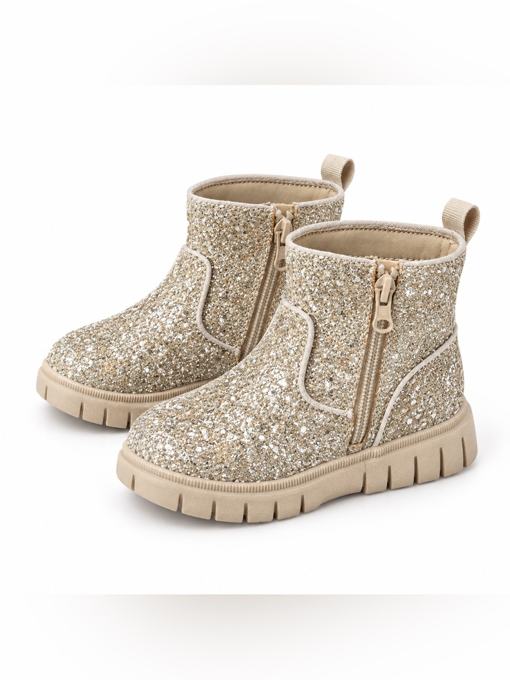 Cat & Jack Toddler Girls 8C Gold Glitter Ankle Boots Excellent Condition
